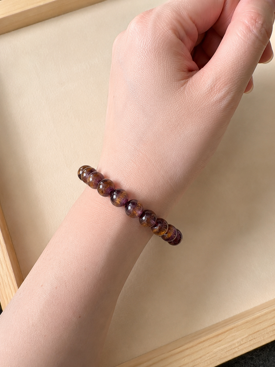 Natural Purple-Gold Rutilated Quartz Bracelet (Ref: P001)