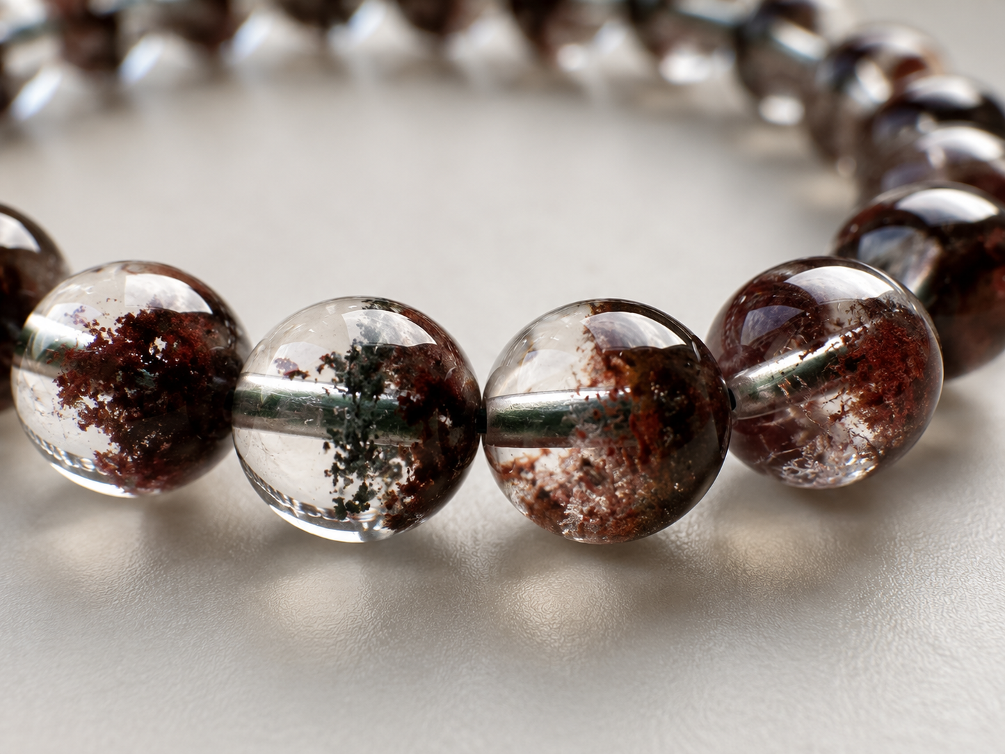 Natural Cornucopia Red Ghost Quartz Bracelet (Ref: G002)