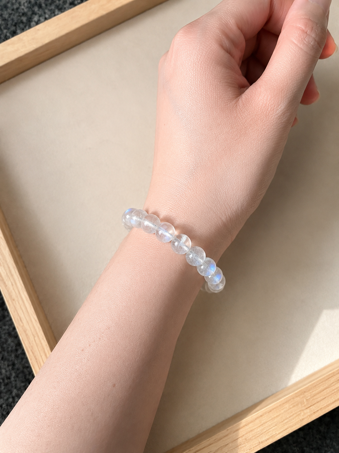 Natural Blue Moonstone Crystal Bracelet (Ref: M001)