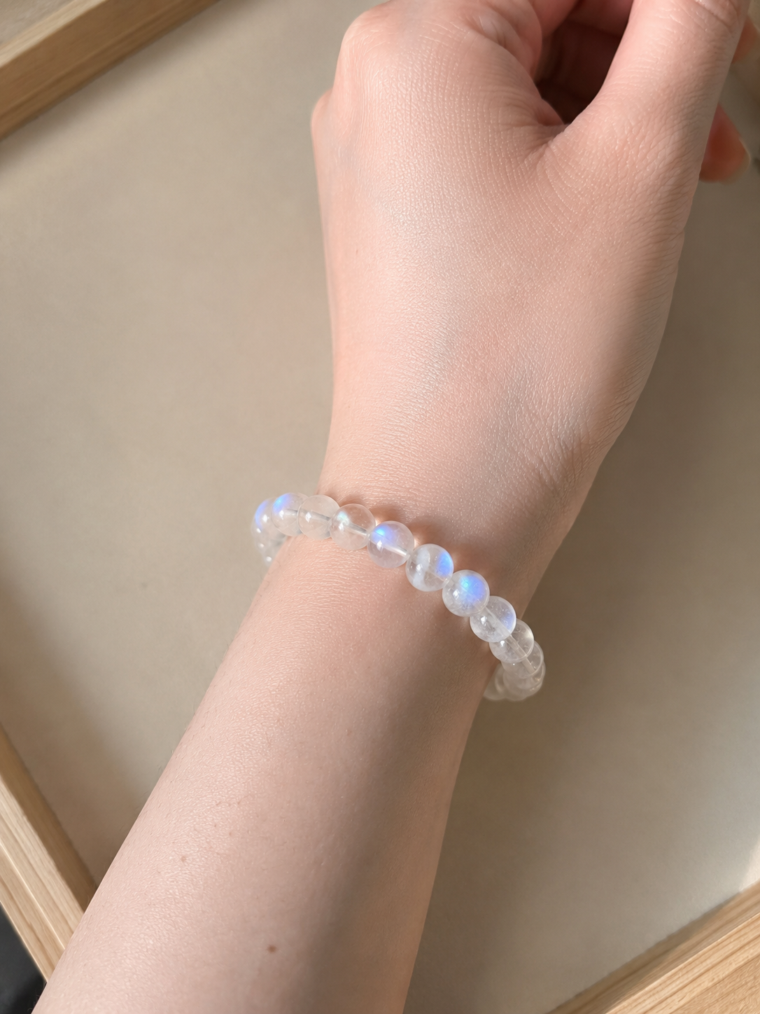 Natural Blue Moonstone Crystal Bracelet (Ref: M002)
