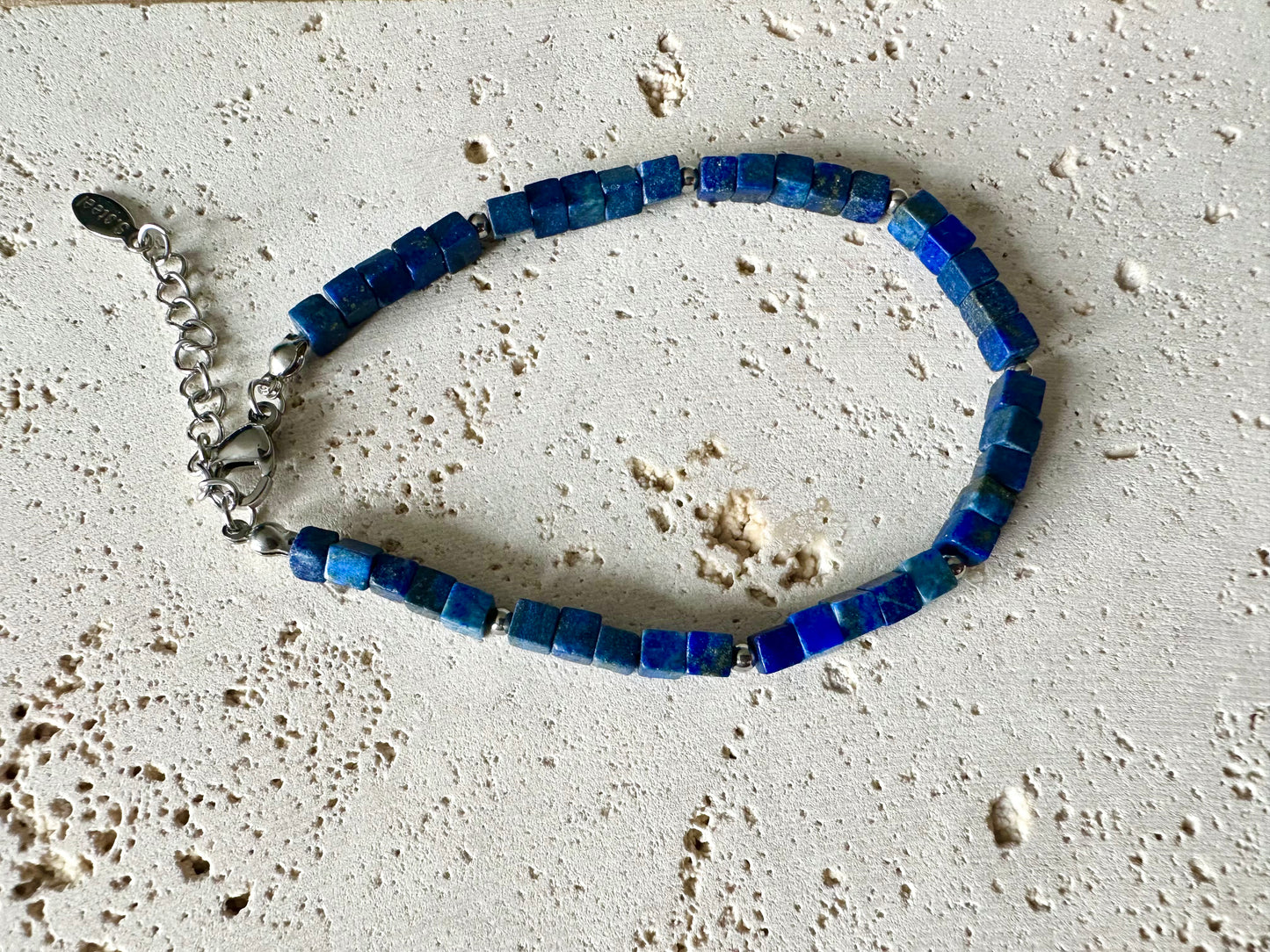 Royal Blue Lapis Lazuli Gemstone Cube Bracelet