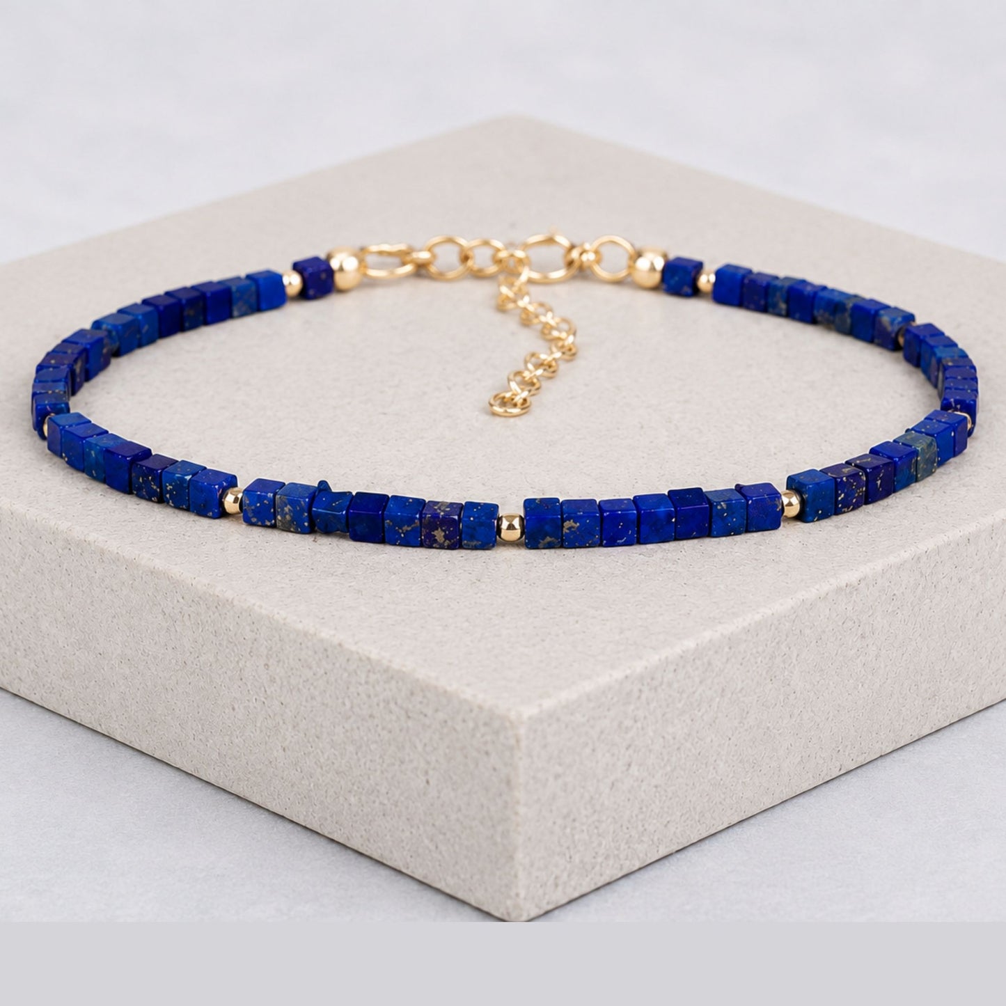 Midnight Black Agate Gemstone Cube Bracelet
