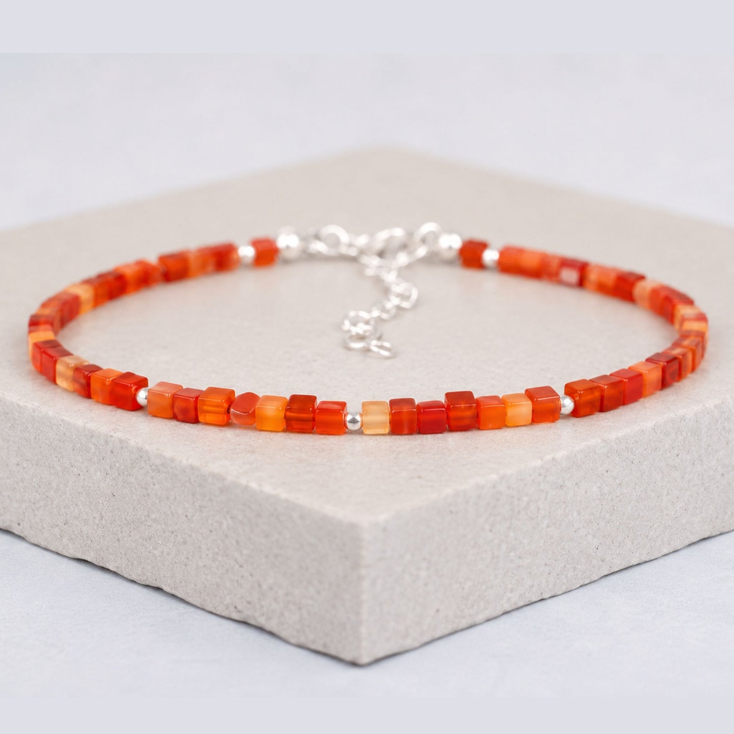 Midnight Black Agate Gemstone Cube Bracelet