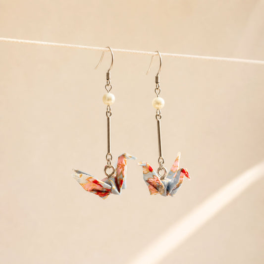 Origami Crane Earrings – Light Blue