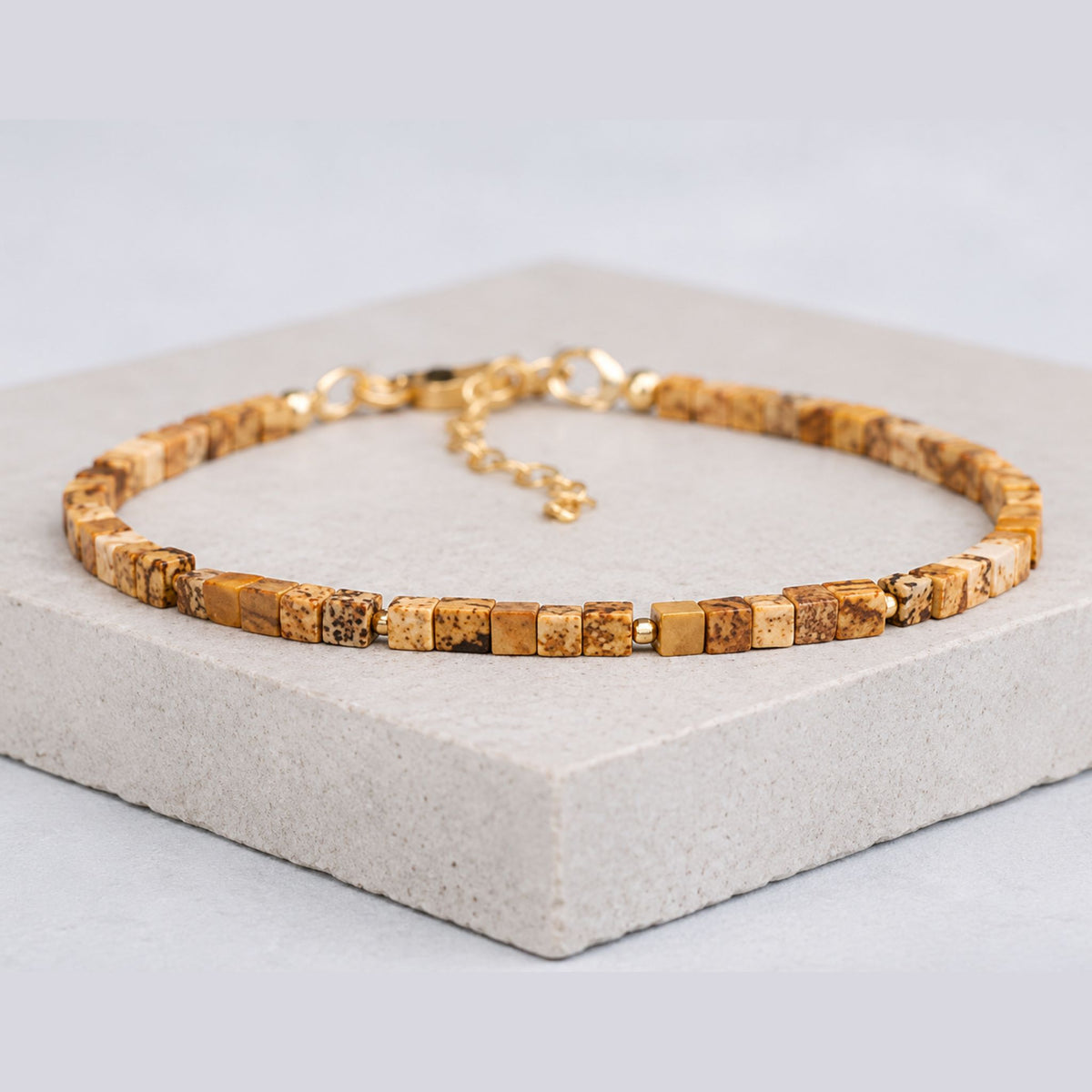 Midnight Black Agate Gemstone Cube Bracelet