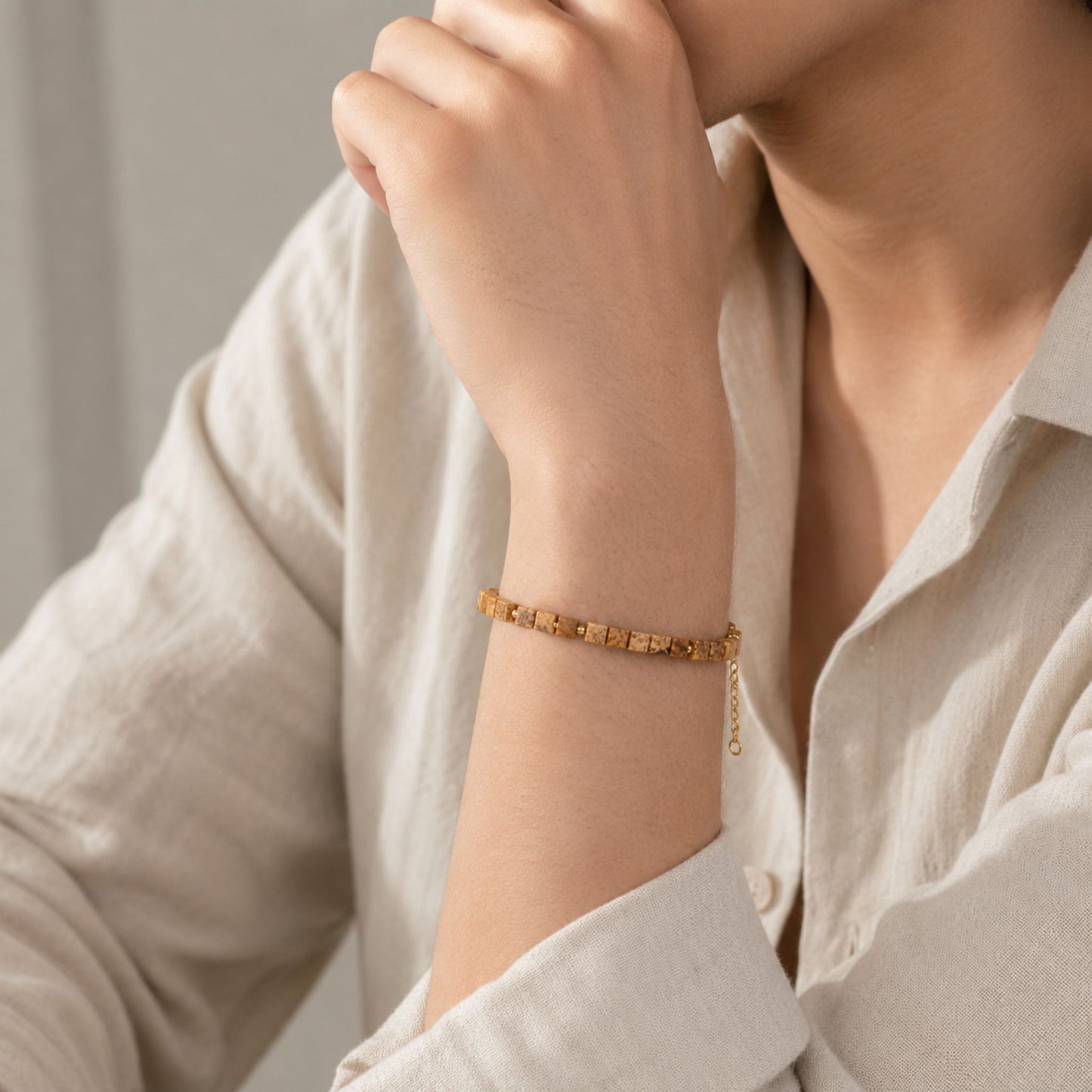 Earth Tone Picture Jasper Gemstone Bracelet