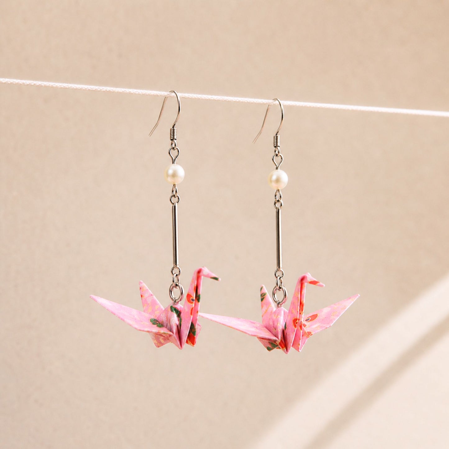 Origami Crane Earrings – Pink
