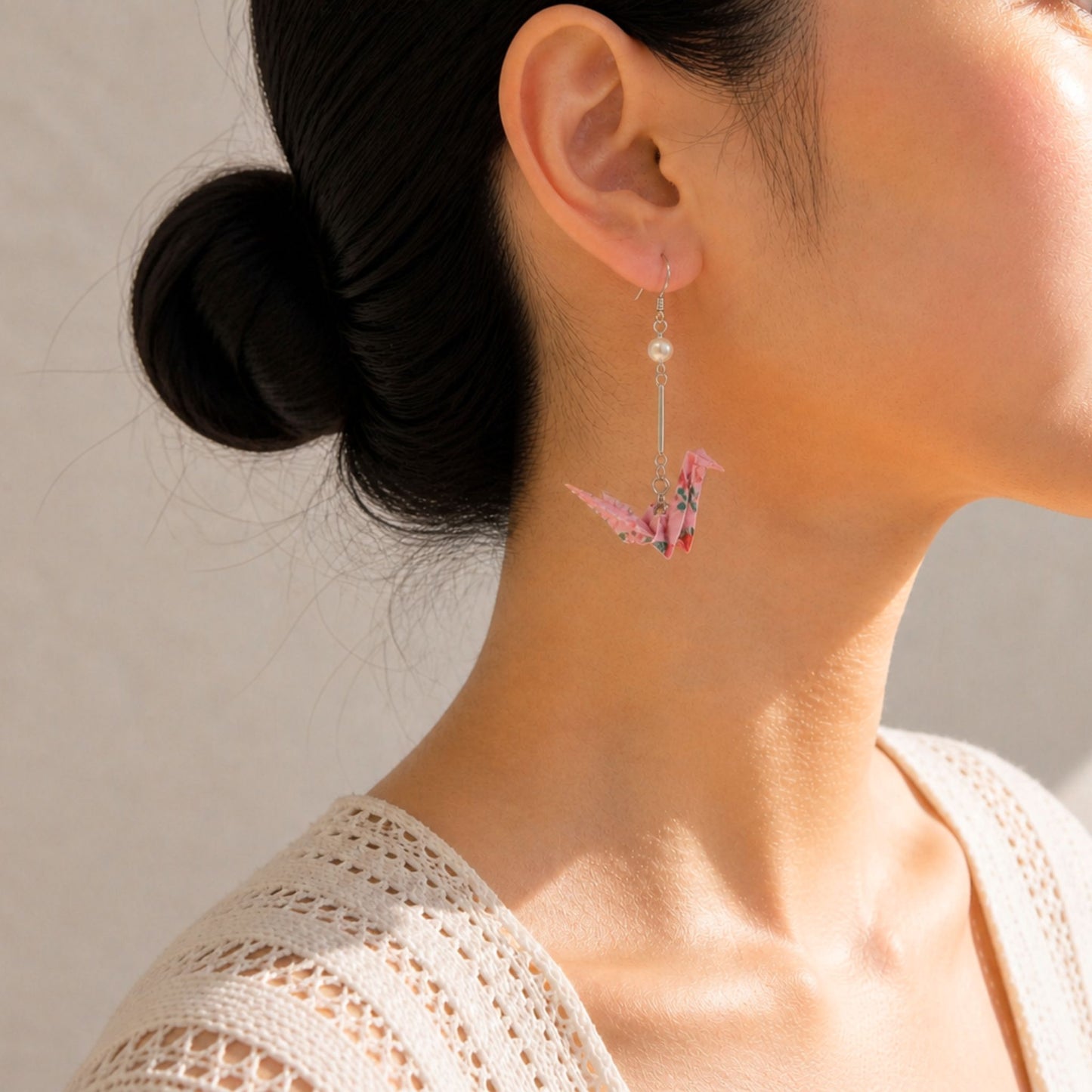Origami Crane Earrings – Pink