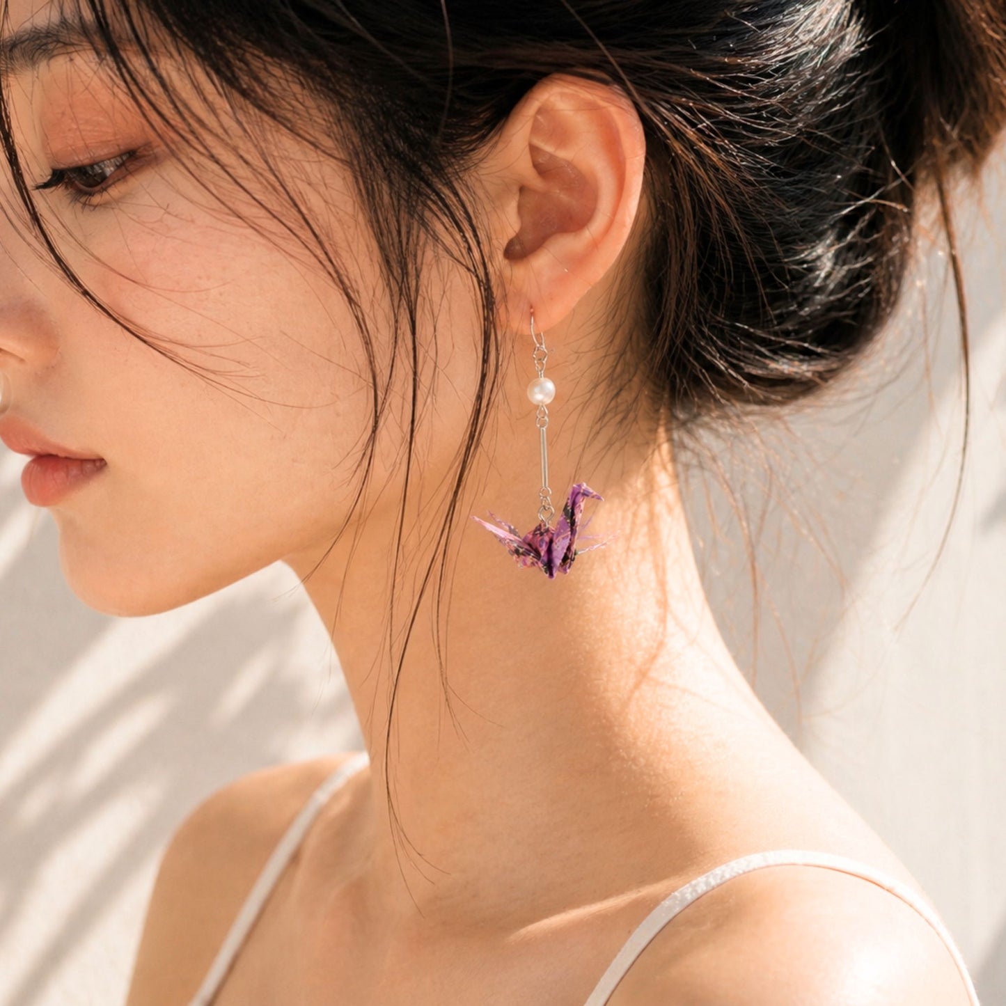 Origami Crane Earrings – Purple