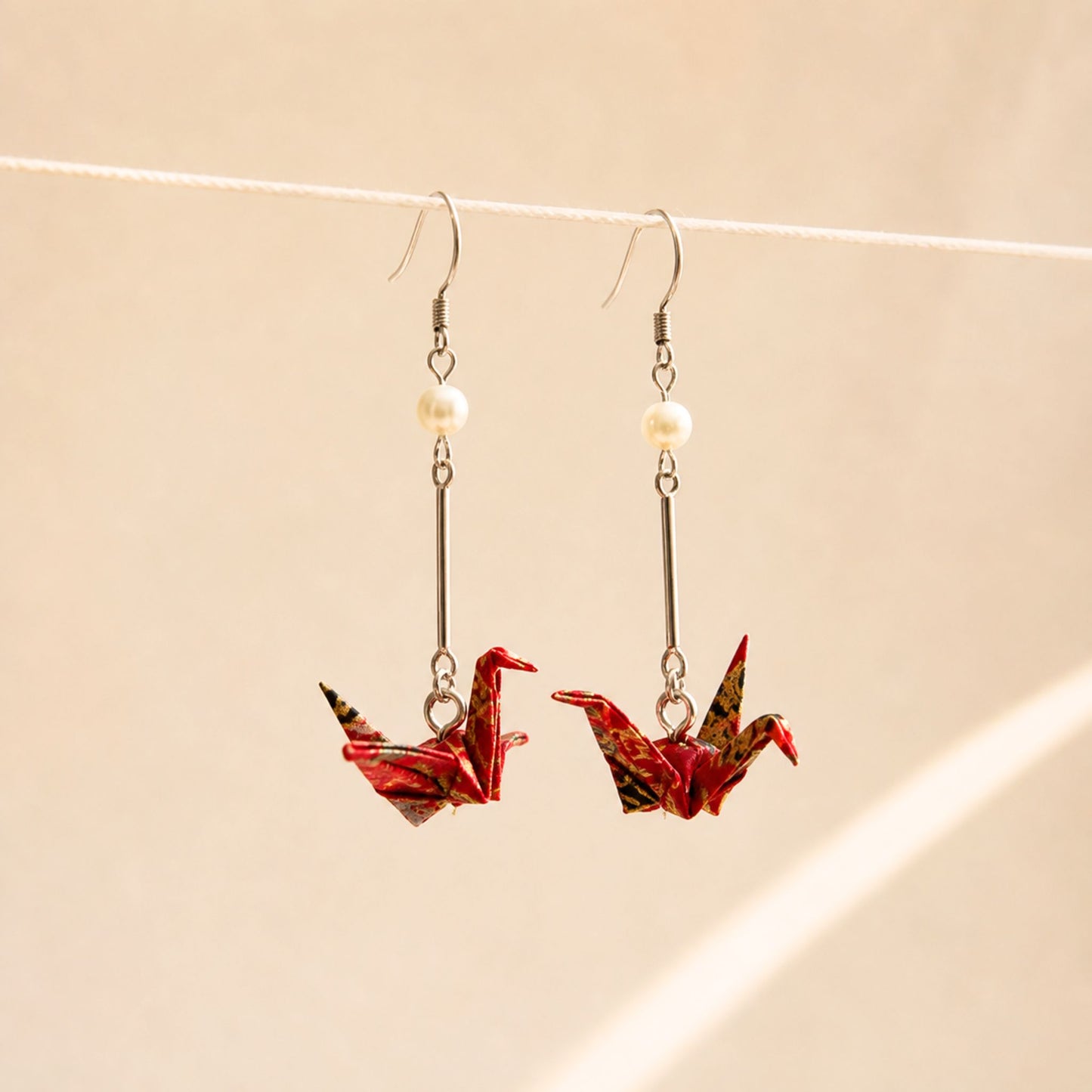 Origami Crane Earrings – Red