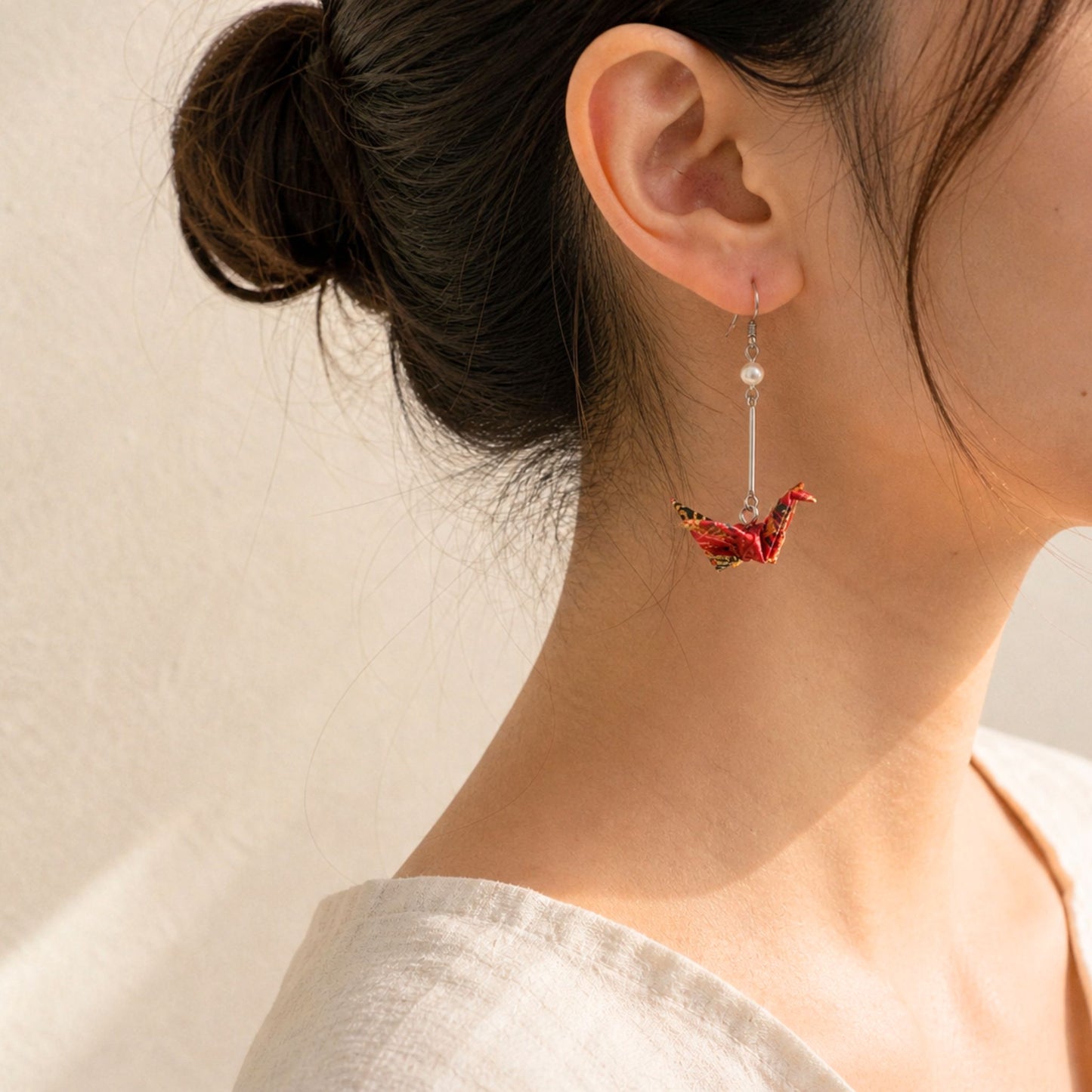 Origami Crane Earrings – Red